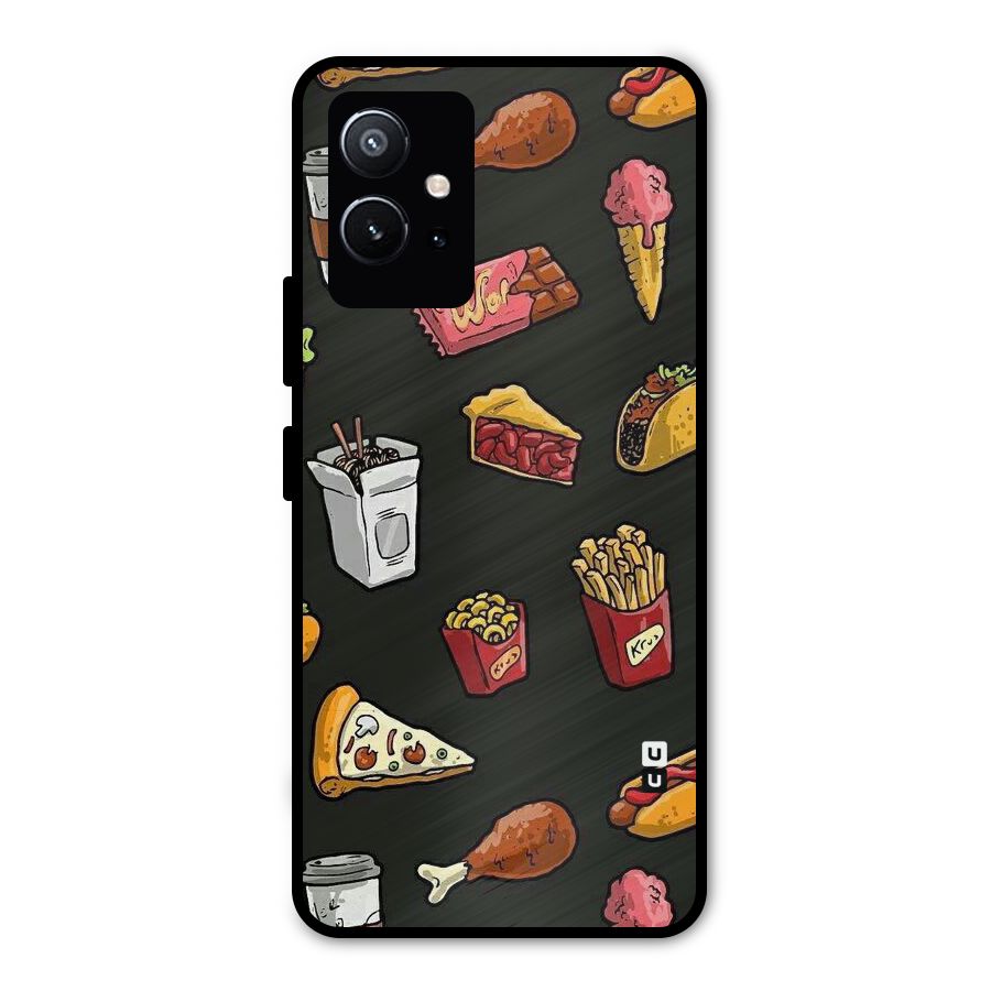 Foodie Pattern Metal Back Case for Vivo Y75 5G