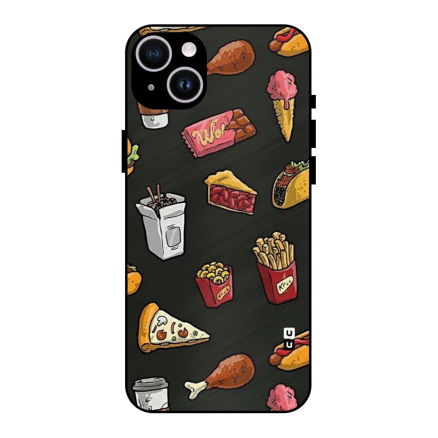 Foodie Pattern Metal Back Case for iPhone 14 Plus