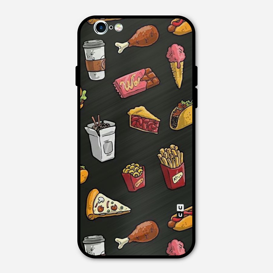 Foodie Pattern Metal Back Case for iPhone 6 6s
