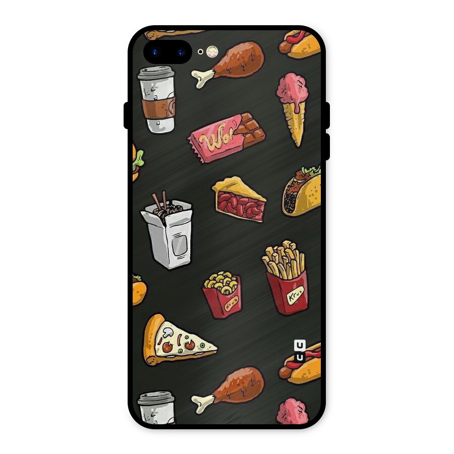 Foodie Pattern Metal Back Case for iPhone 8 Plus