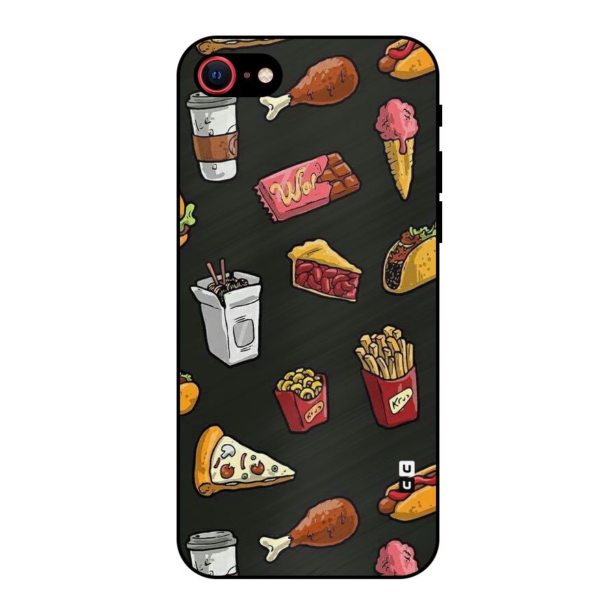 Foodie Pattern Metal Back Case for iPhone SE 2022
