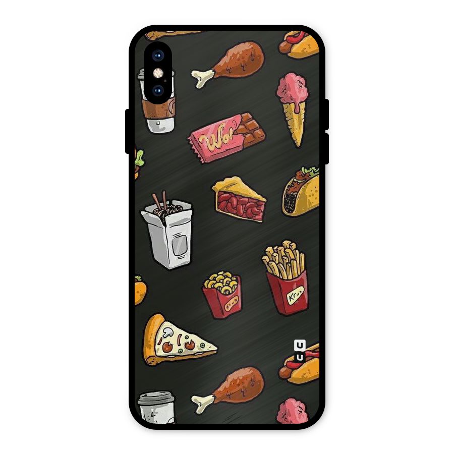 Foodie Pattern Metal Back Case for iPhone XS Max