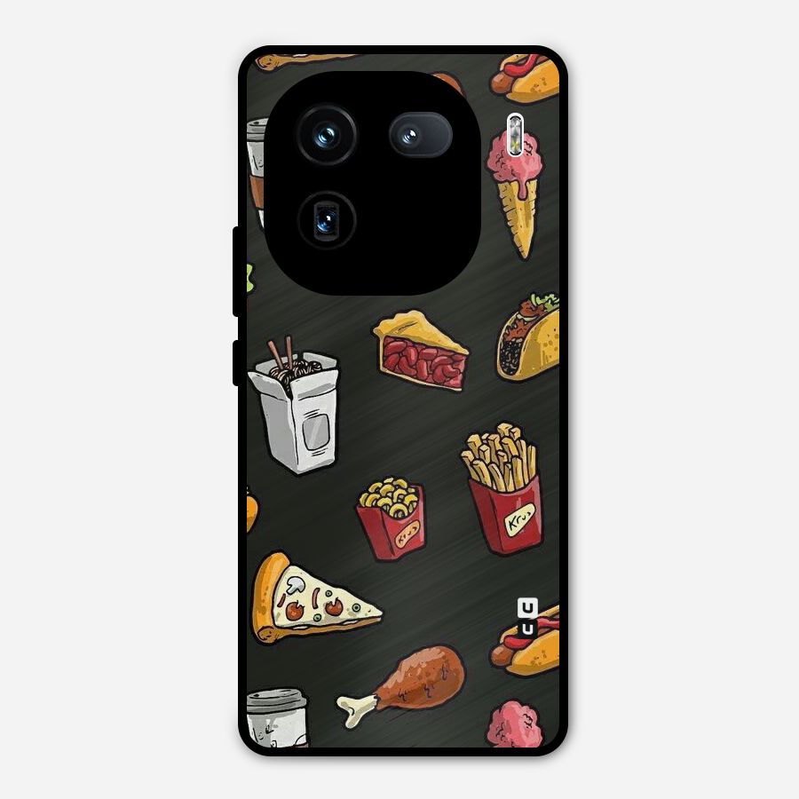 Foodie Pattern Metal Back Case for iQOO 12