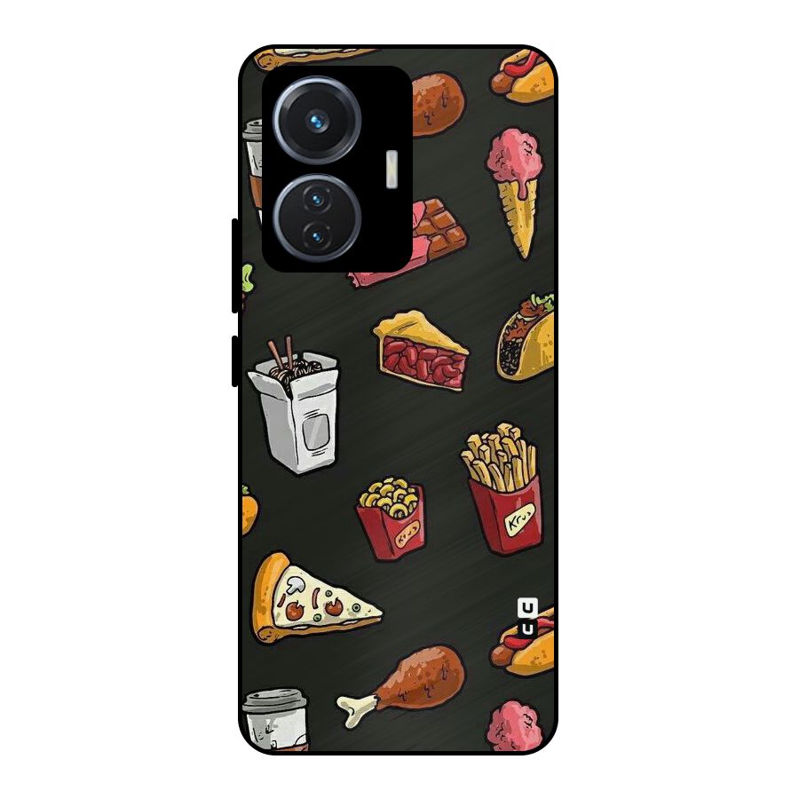 Foodie Pattern Metal Back Case for iQOO Z6 44W
