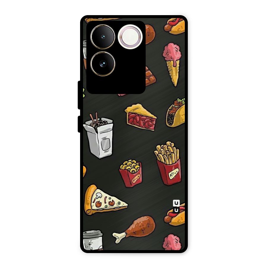 Foodie Pattern Metal Back Case for iQOO Z7 Pro