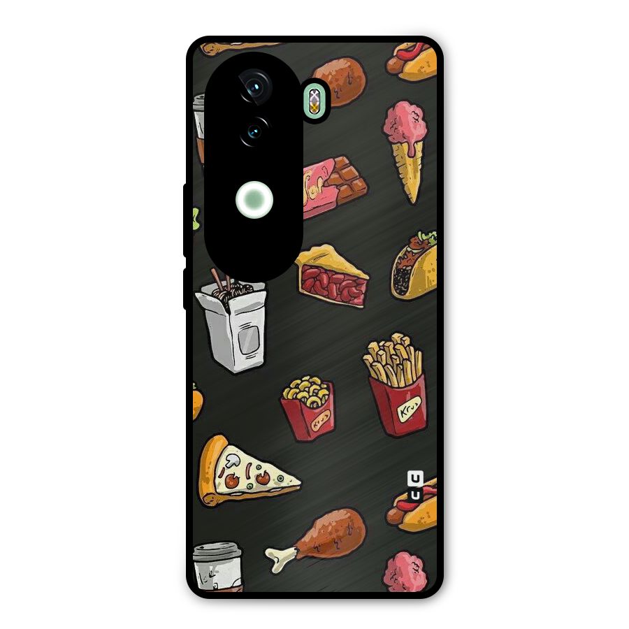 Foodie Pattern Metal Back Case for iQOO Z9s