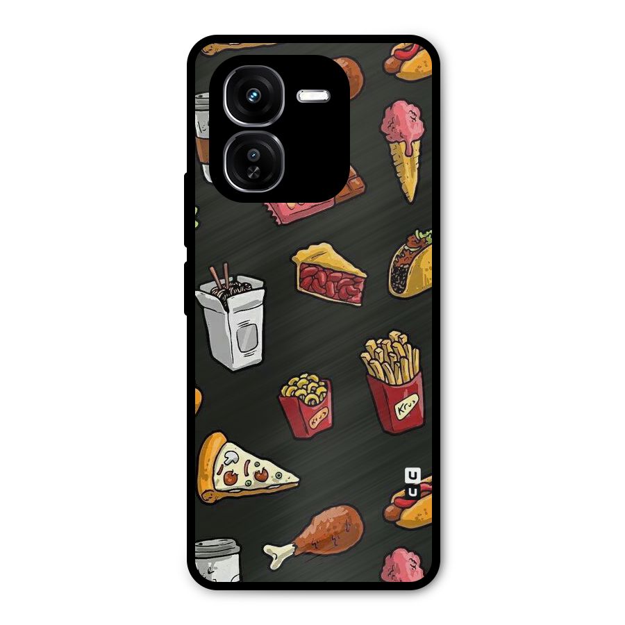 Foodie Pattern Metal Back Case for iQOO Z9x