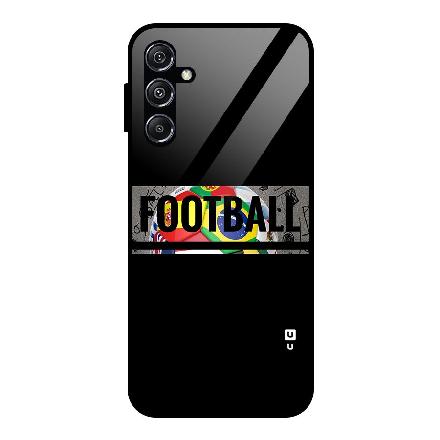 Football Typography Glass Back Case for Galaxy M34 5G