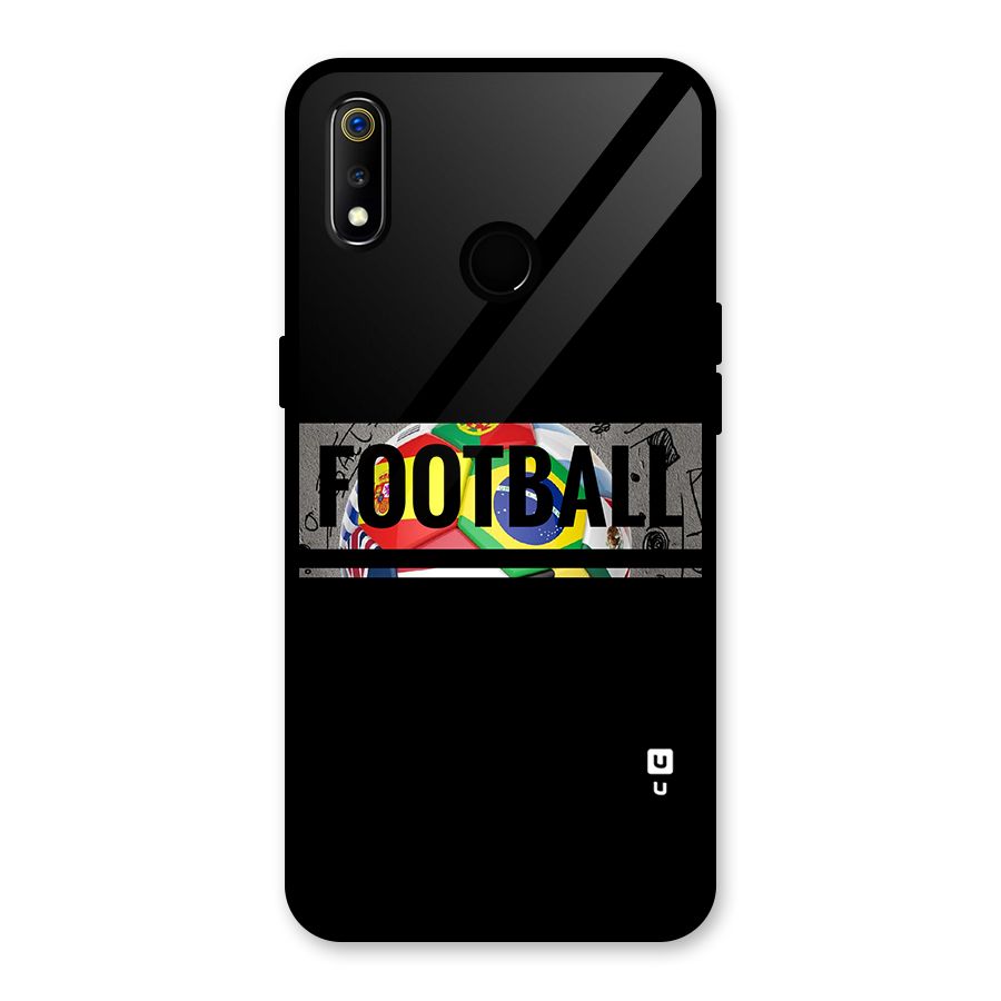 Football Typography Glass Back Case for Realme 3i