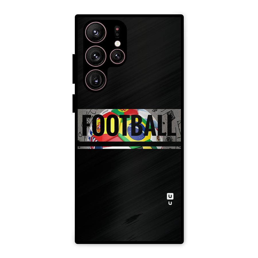 Football Typography Metal Back Case for Galaxy S22 Ultra 5G
