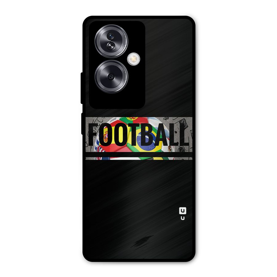 Football Typography Metal Back Case for Oppo A79 5G
