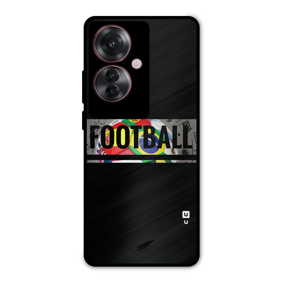 Football Typography Metal Back Case for Oppo F25 Pro