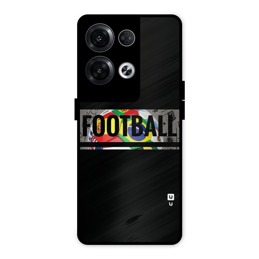 Football Typography Metal Back Case for Oppo Reno8 Pro 5G