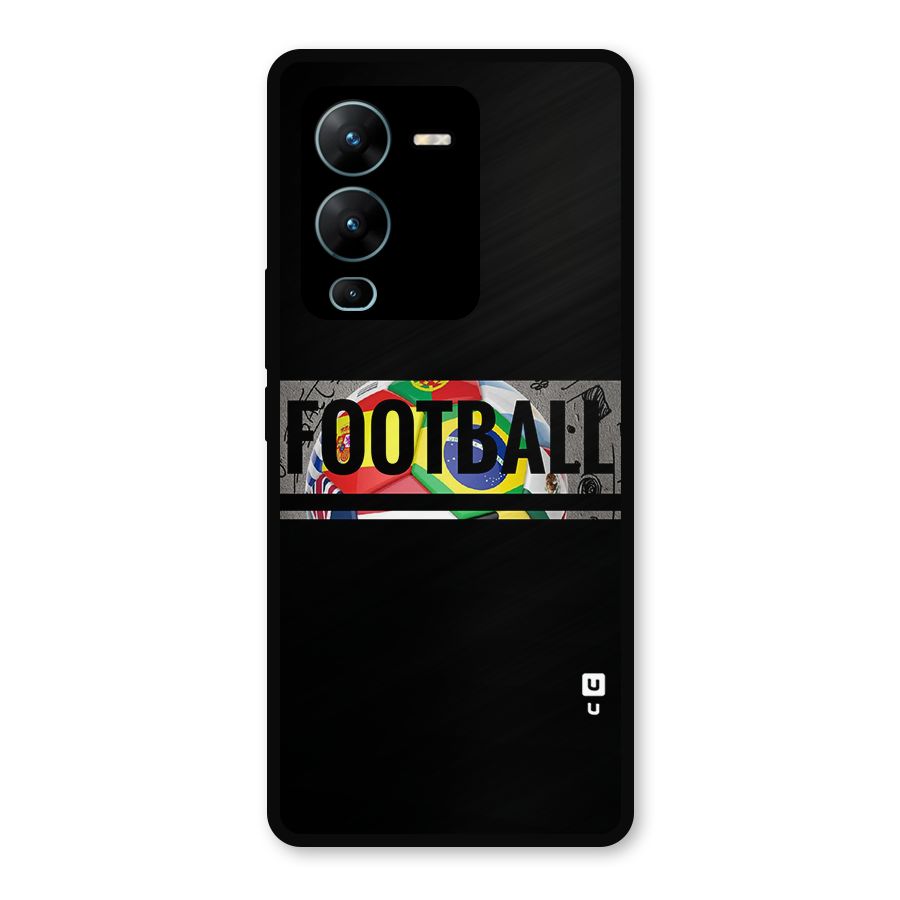 Football Typography Metal Back Case for Vivo V25 Pro