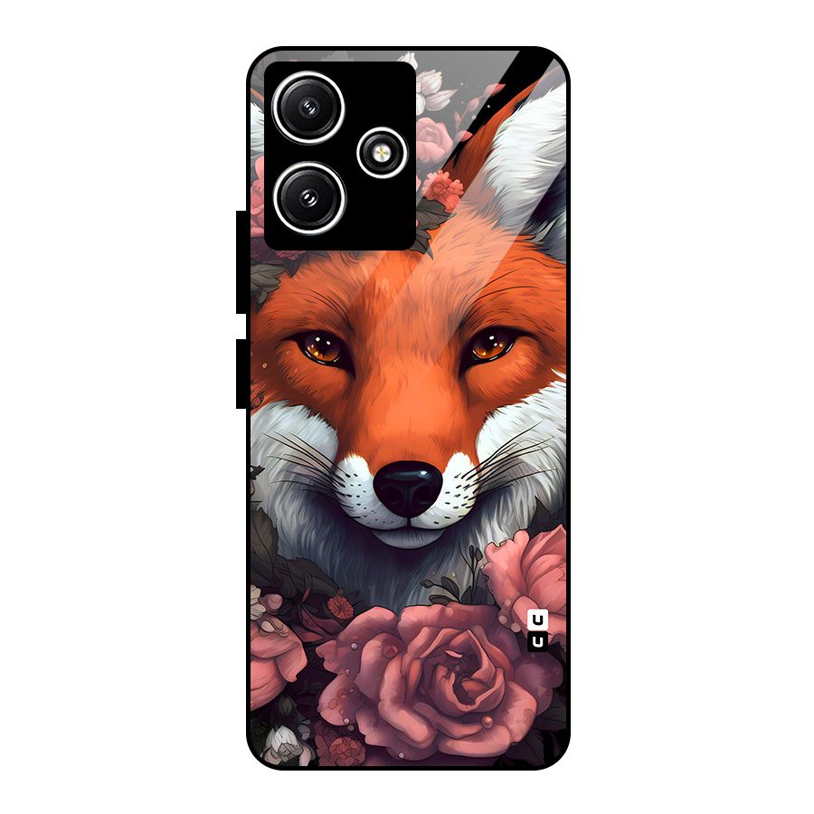 Fox and Roses Glass Back Case for Redmi 12 5G