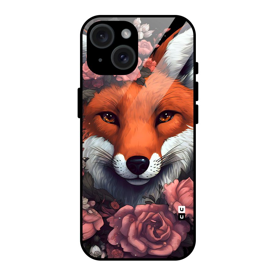 Fox and Roses Glass Back Case for iPhone 15