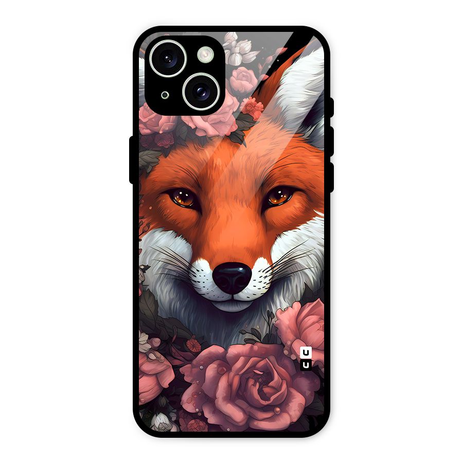 Fox and Roses Glass Back Case for iPhone 15 Plus