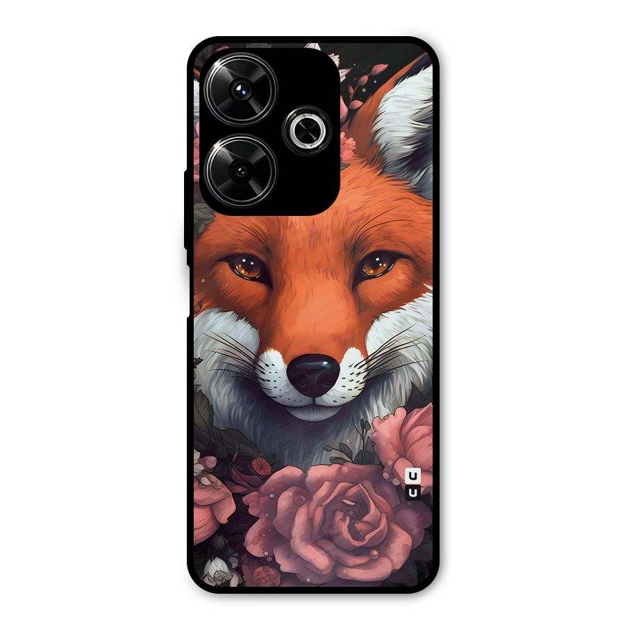 Fox and Roses Metal Back Case for Poco M6 Plus