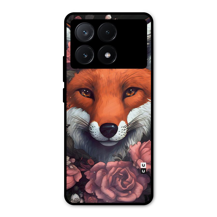 Fox and Roses Metal Back Case for Poco X6 Pro
