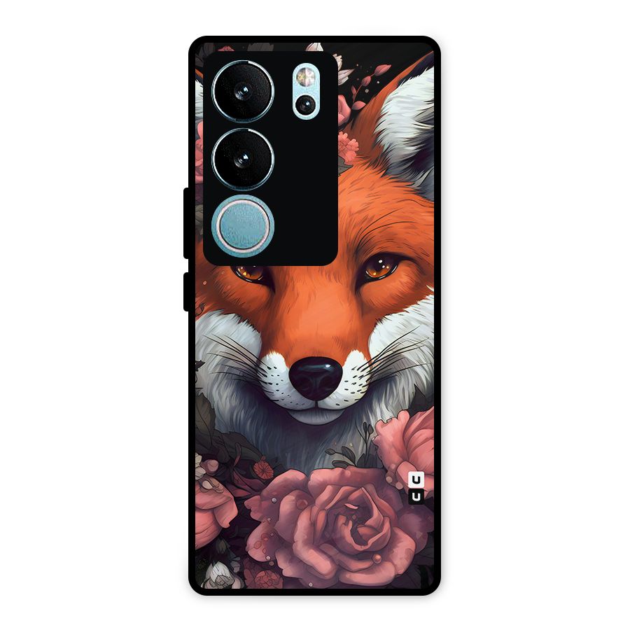 Fox and Roses Metal Back Case for Vivo V29 Pro