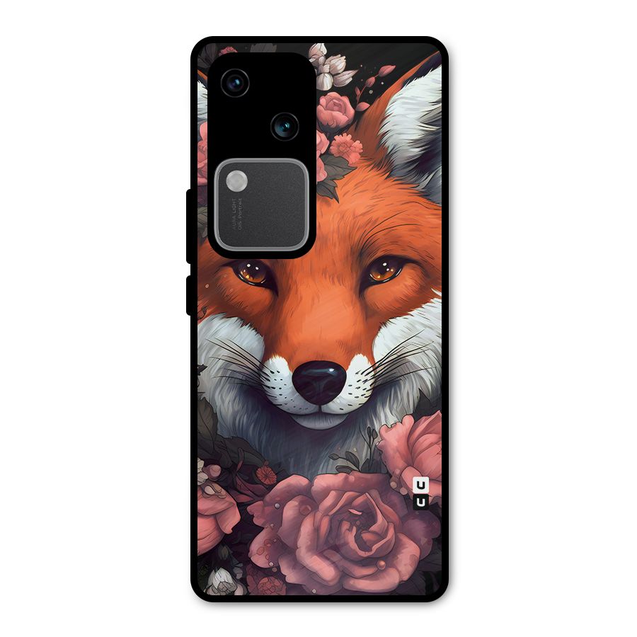 Fox and Roses Metal Back Case for Vivo V30 Pro