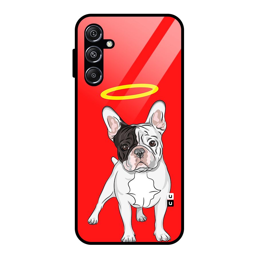 French Cute Angel Doggo Glass Back Case for Galaxy M34 5G