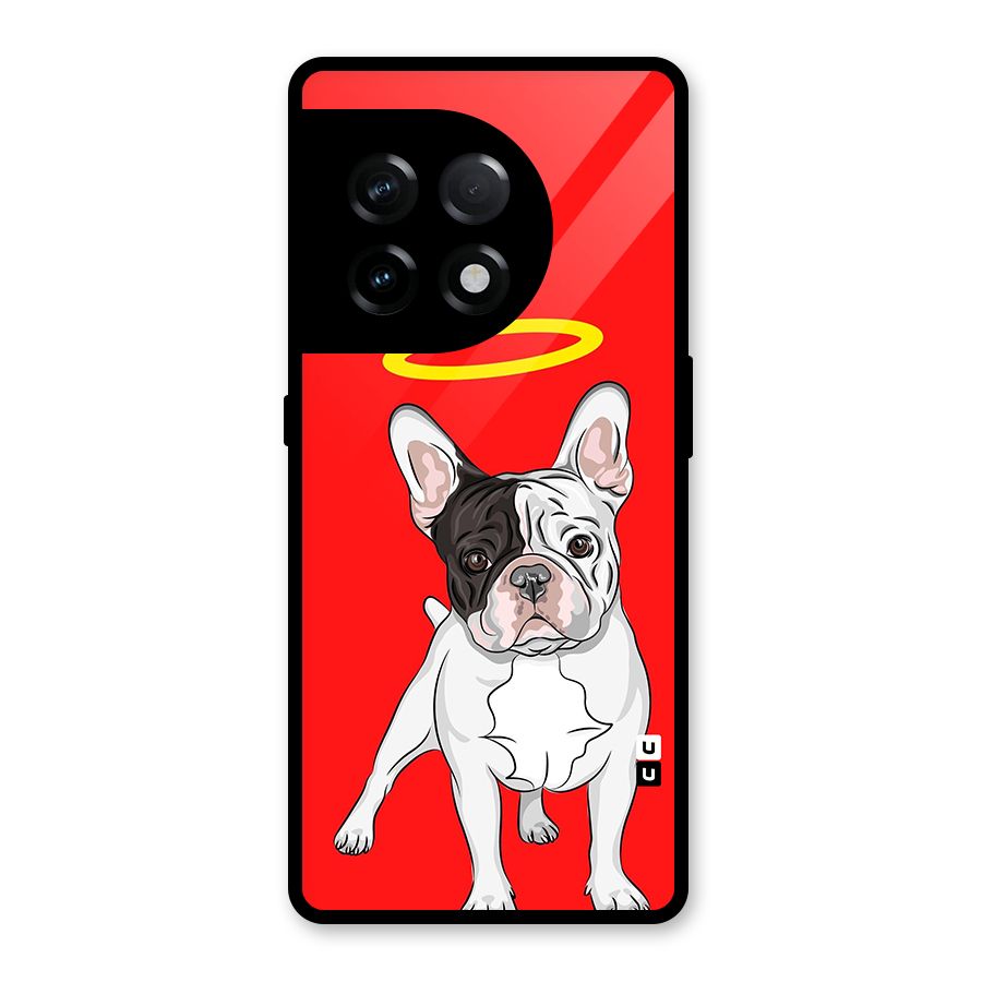 French Cute Angel Doggo Glass Back Case for OnePlus 11R