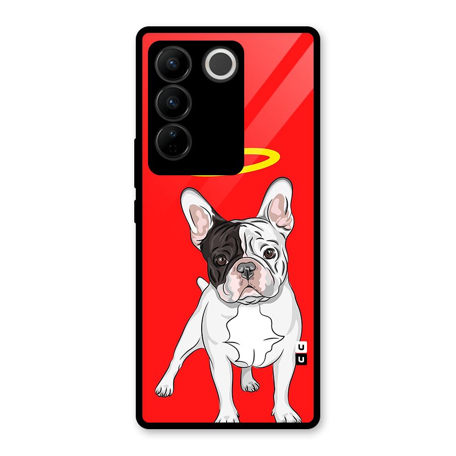 French Cute Angel Doggo Glass Back Case for Vivo V27