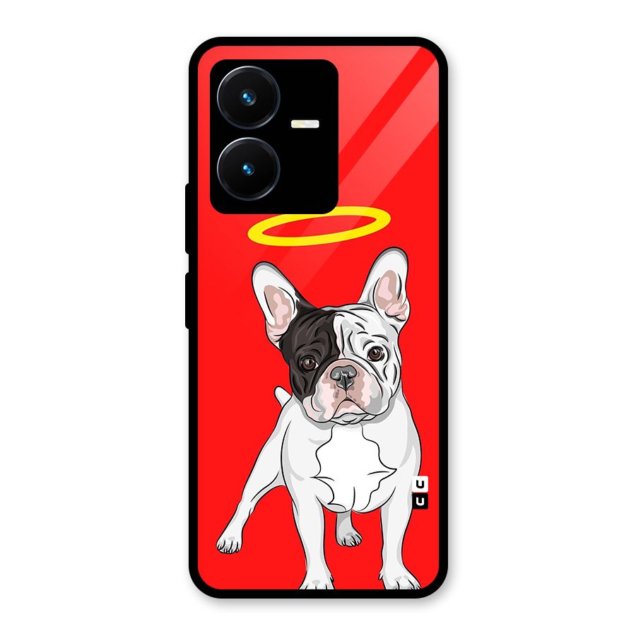 French Cute Angel Doggo Glass Back Case for Vivo Y22s