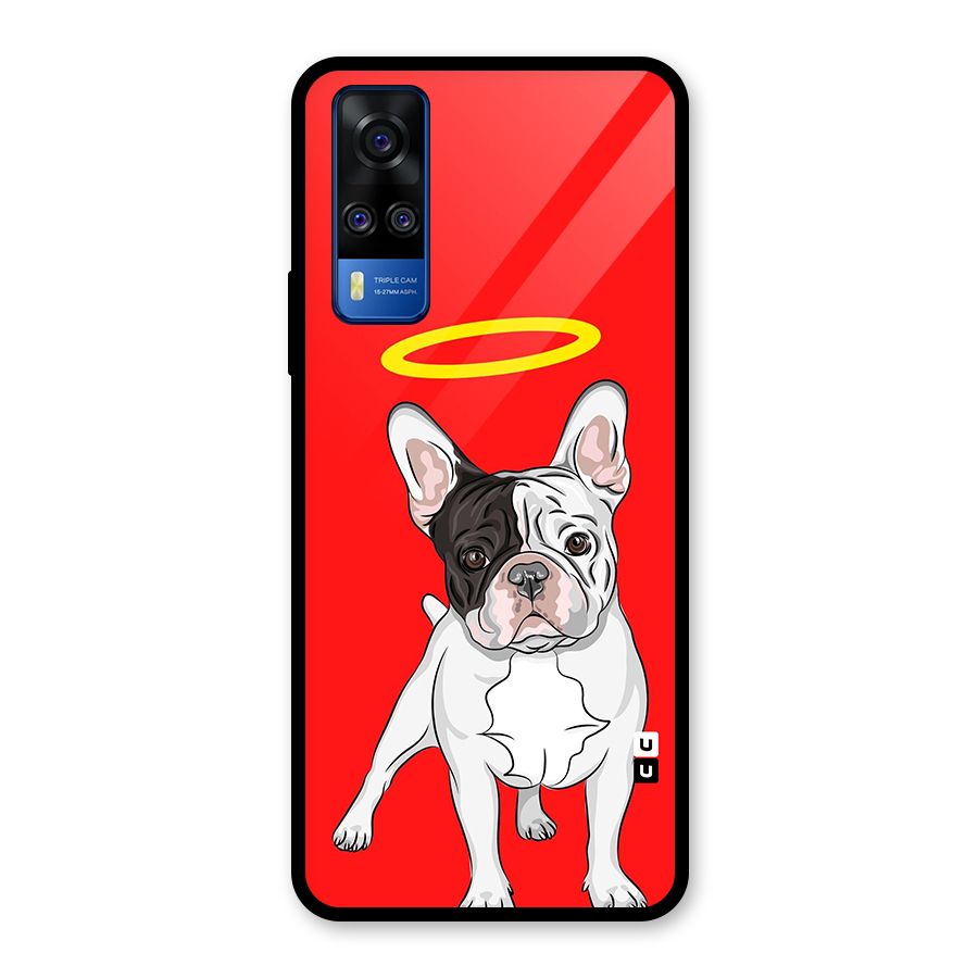 French Cute Angel Doggo Glass Back Case for Vivo Y31
