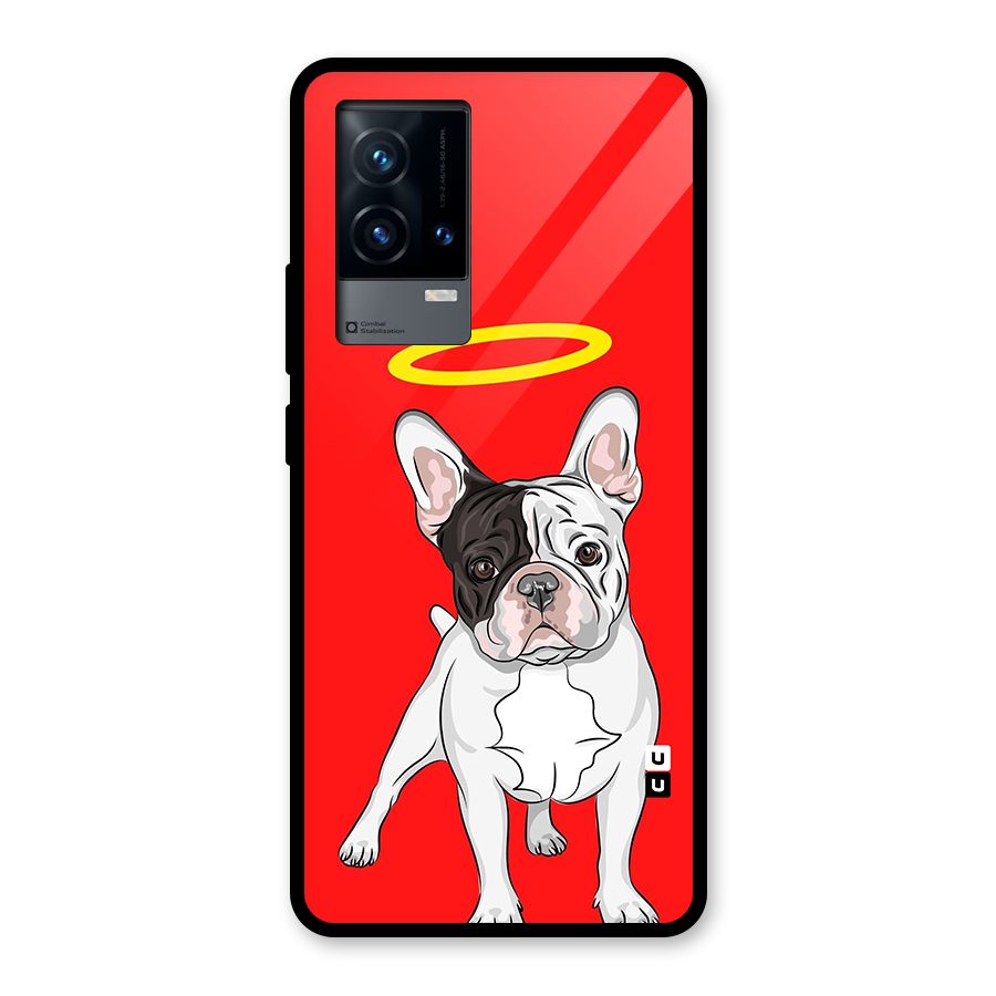 French Cute Angel Doggo Glass Back Case for iQOO 9 5G