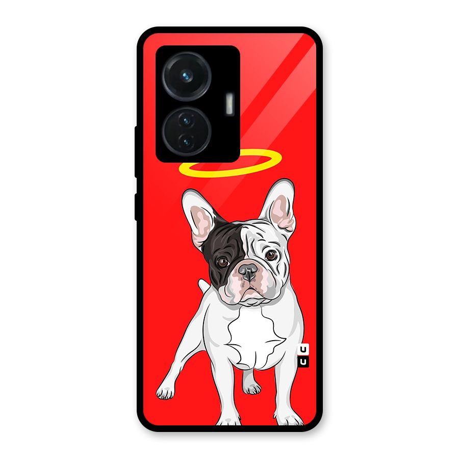 French Cute Angel Doggo Glass Back Case for iQOO Z6 44W