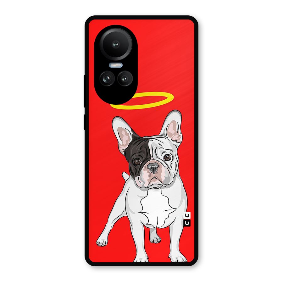 French Cute Angel Doggo Metal Back Case for Oppo Reno10 Pro
