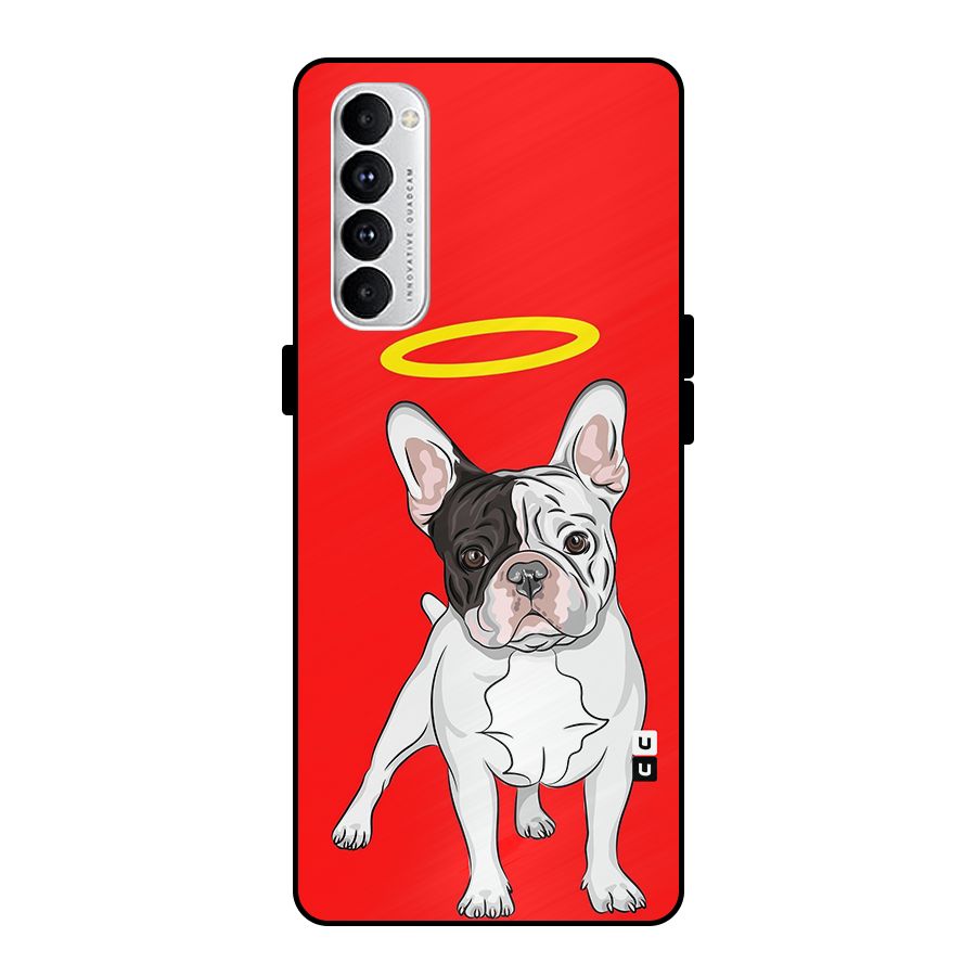 French Cute Angel Doggo Metal Back Case for Oppo Reno4 Pro