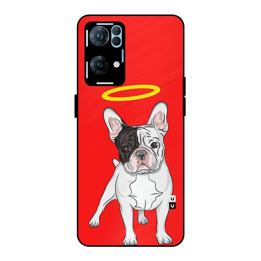 French Cute Angel Doggo Metal Back Case for Oppo Reno7 Pro 5G