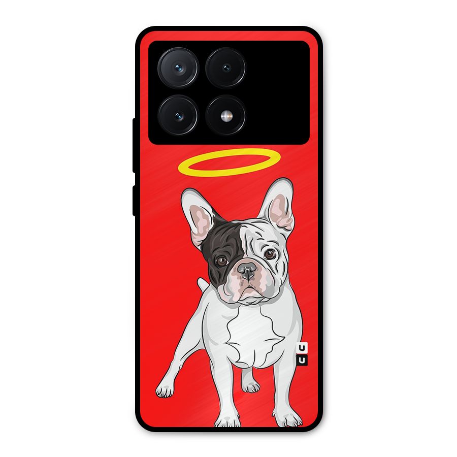 French Cute Angel Doggo Metal Back Case for Poco X6 Pro