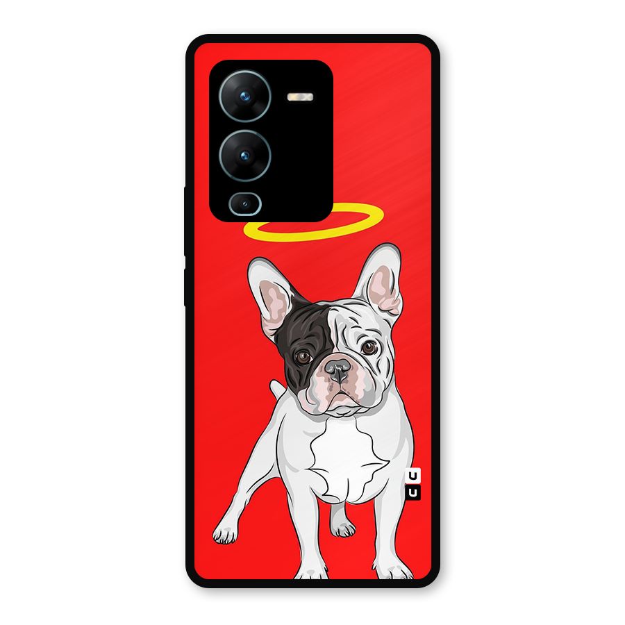 French Cute Angel Doggo Metal Back Case for Vivo V25 Pro