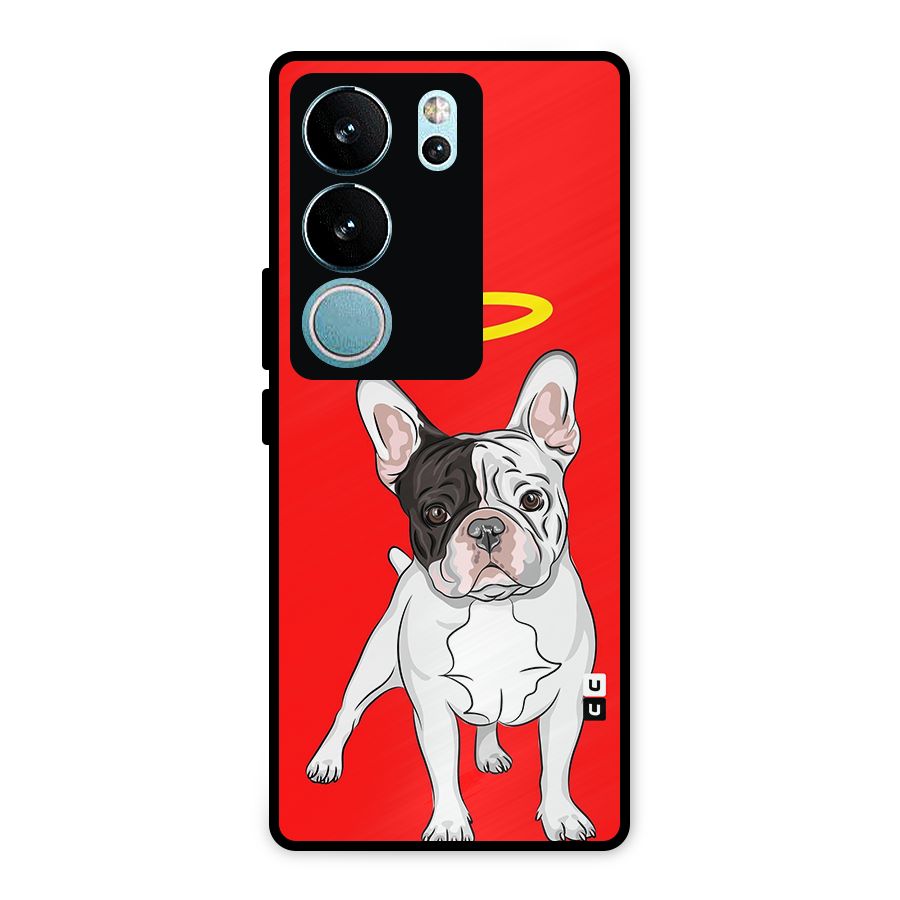 French Cute Angel Doggo Metal Back Case for Vivo V29 Pro
