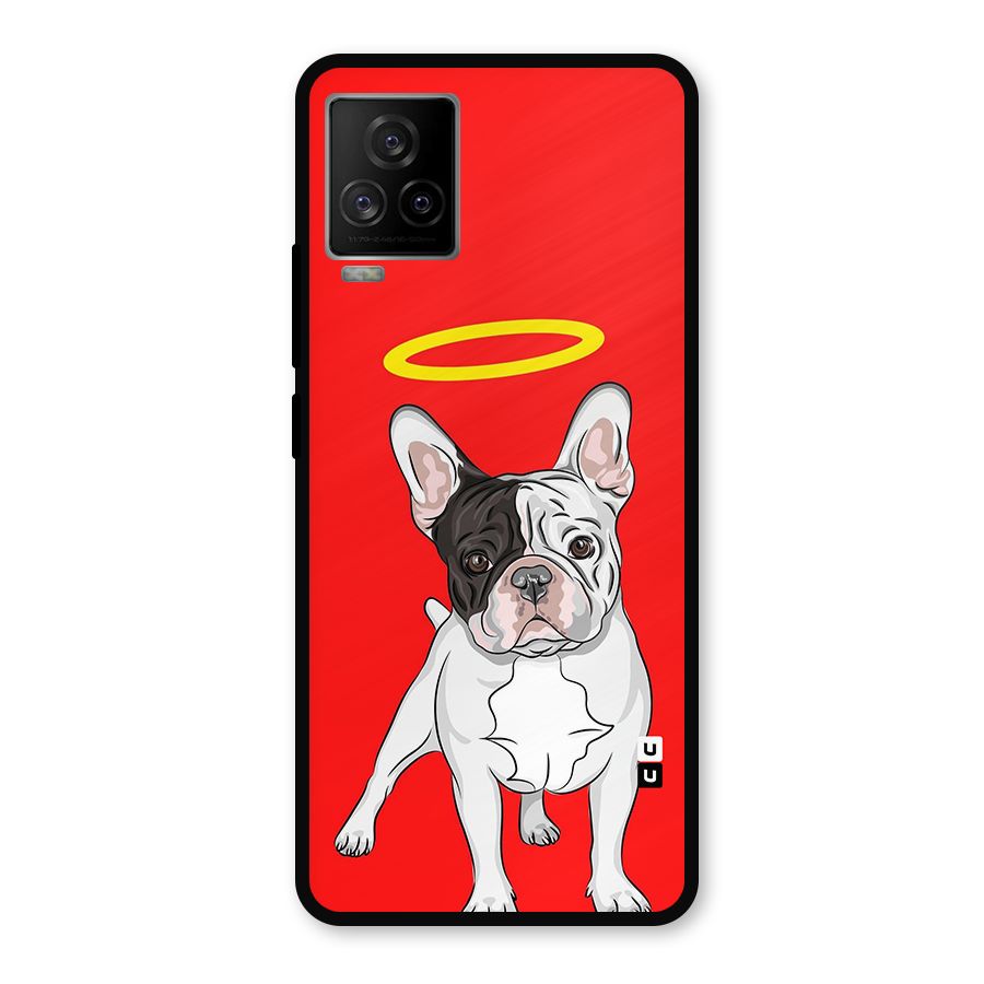 French Cute Angel Doggo Metal Back Case for iQOO 7 Legend 5G