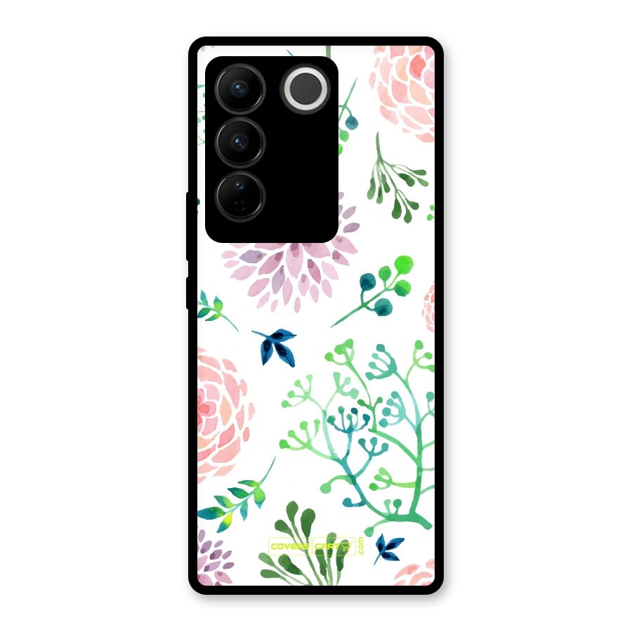 Fresh Floral Glass Back Case for Vivo V27 Pro