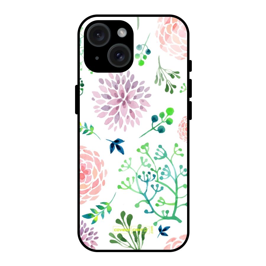 Fresh Floral Glass Back Case for iPhone 15