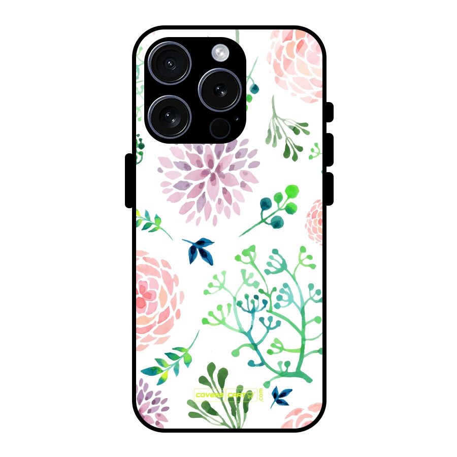 Fresh Floral Glass Back Case for iPhone 15 Pro