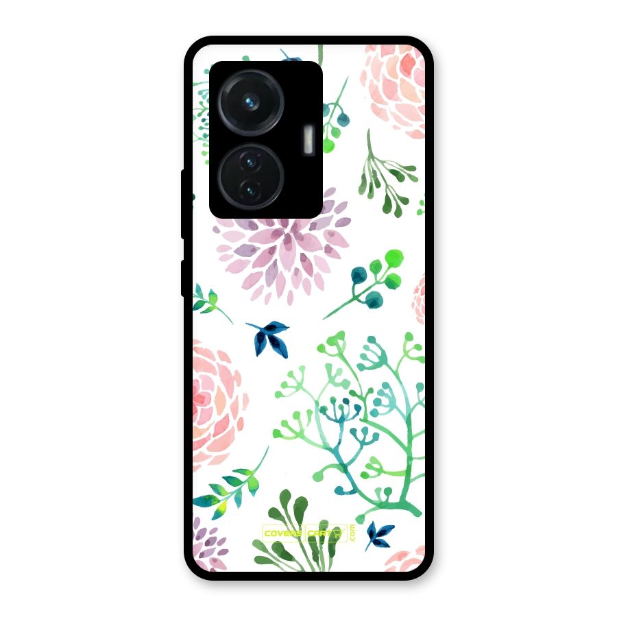Fresh Floral Glass Back Case for iQOO Z6 44W