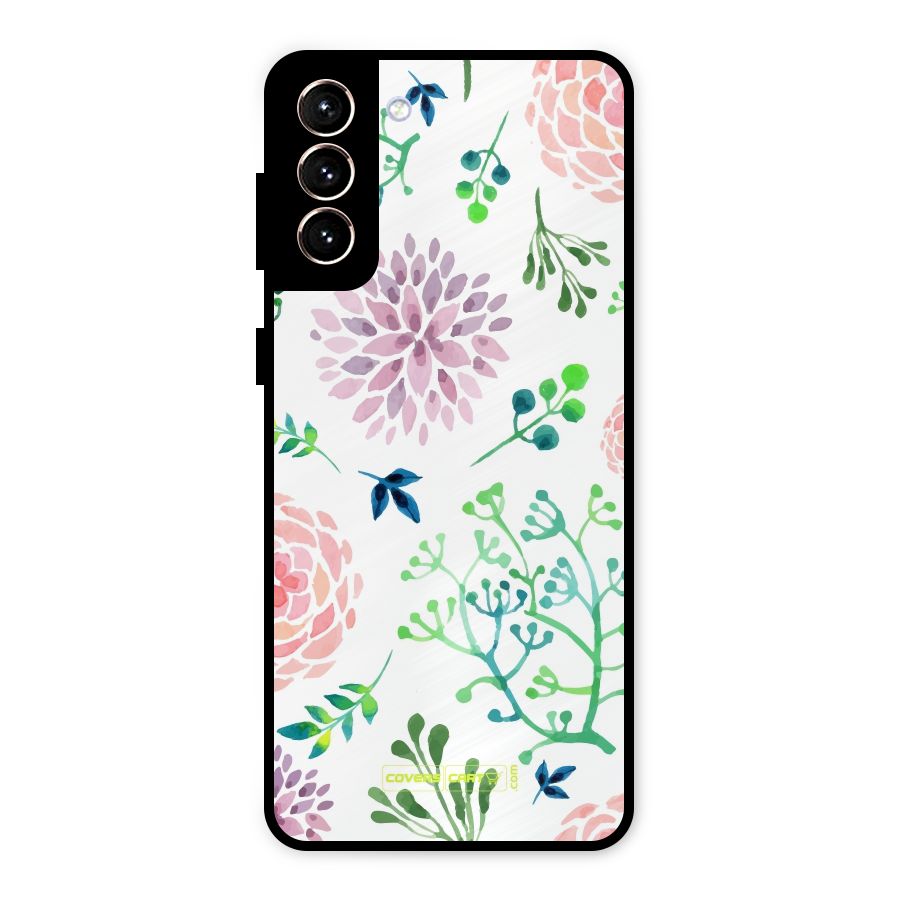 Fresh Floral Metal Back Case for Galaxy S21 Plus