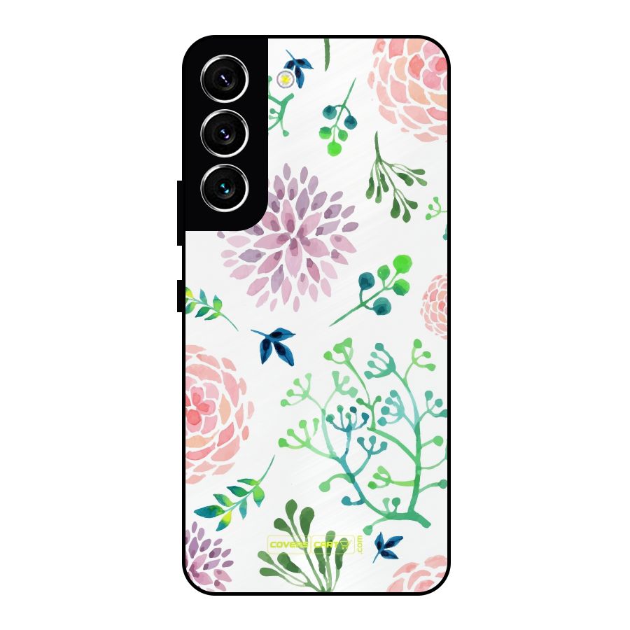 Fresh Floral Metal Back Case for Galaxy S22 5G