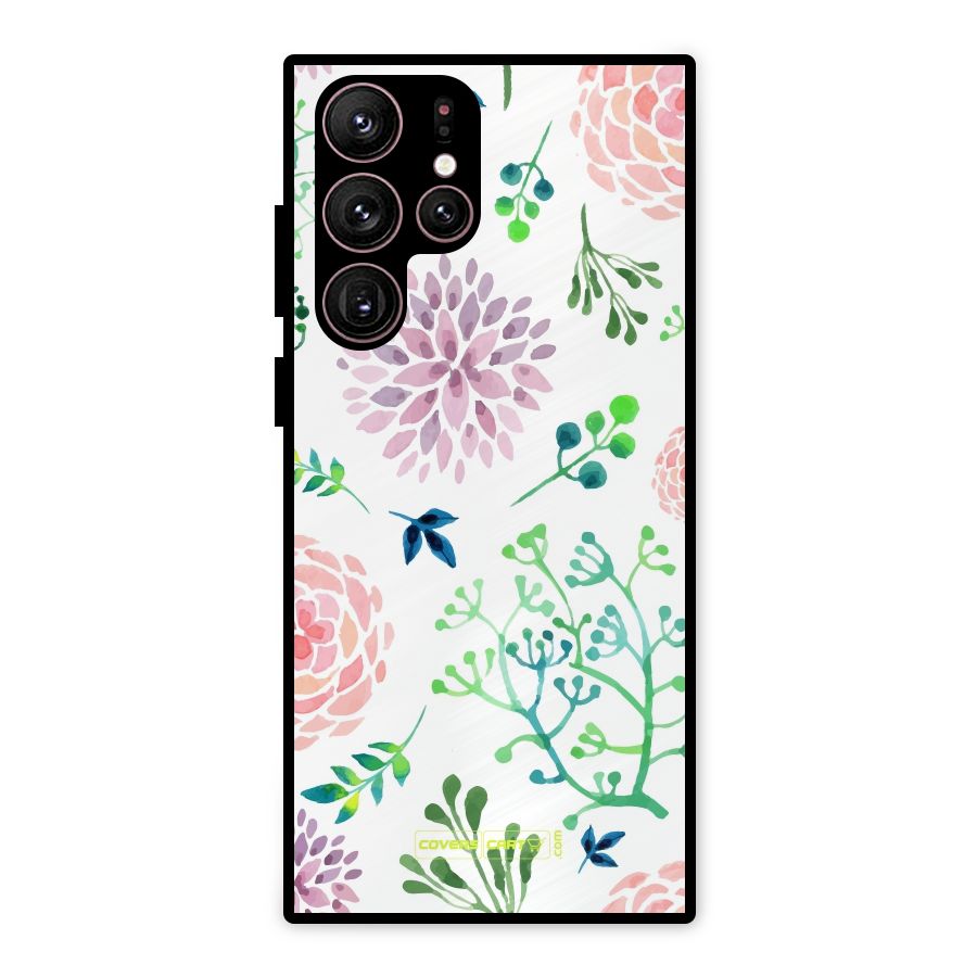 Fresh Floral Metal Back Case for Galaxy S22 Ultra 5G