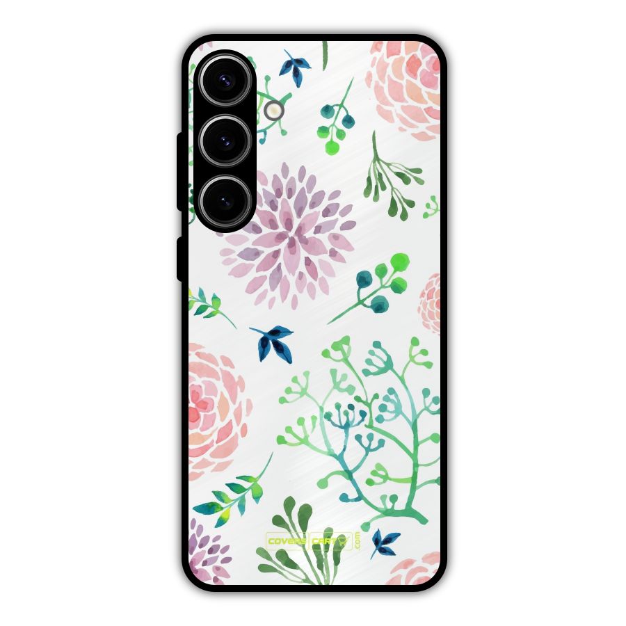 Fresh Floral Metal Back Case for Galaxy S24 Plus