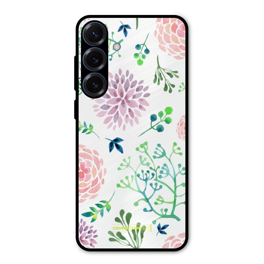 Fresh Floral Metal Back Case for Galaxy S25 Plus