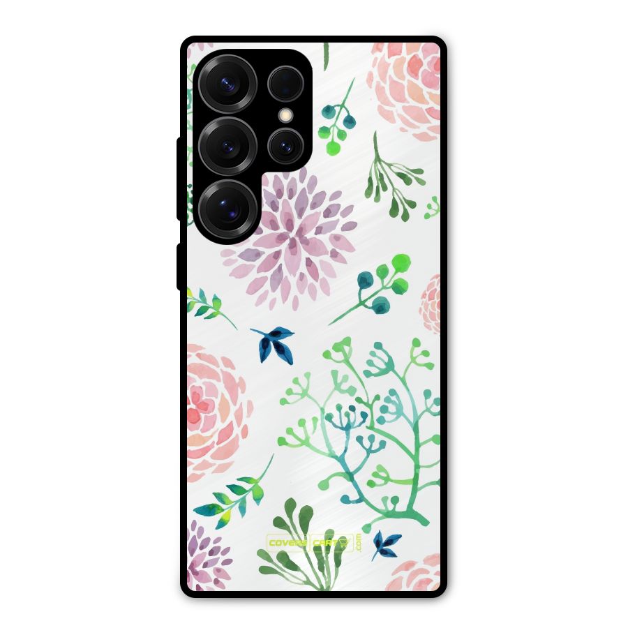 Fresh Floral Metal Back Case for Galaxy S25 Ultra