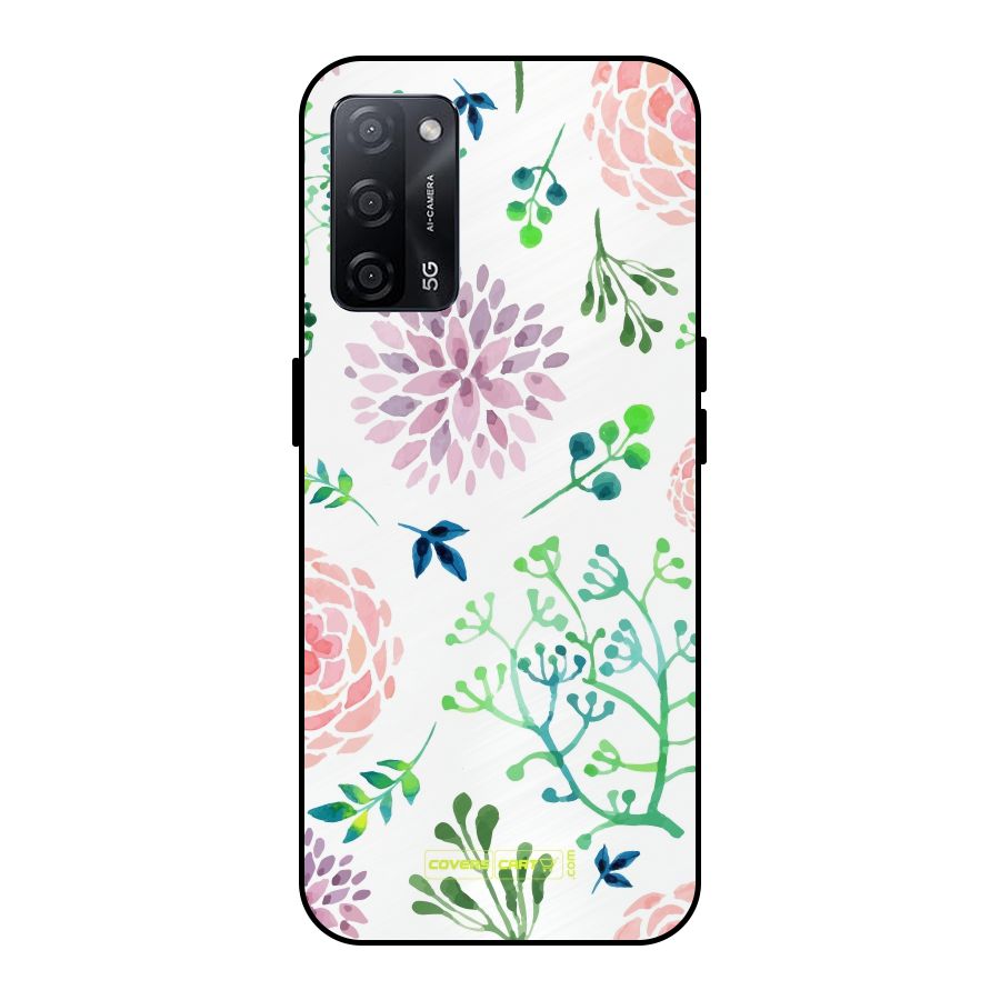 Fresh Floral Metal Back Case for Oppo A53s 5G